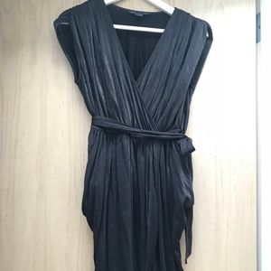 Armani Exchange Shimmer Black Surplice/Petal Dress